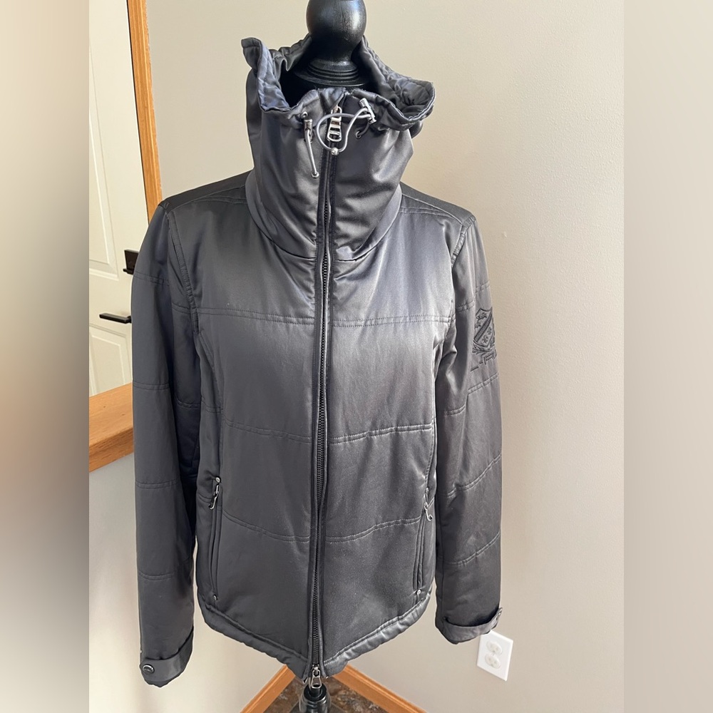 Women’s Ralph Lauren Active black full 2 way zipper, collar with toggles. Large - Picture 4 of 16